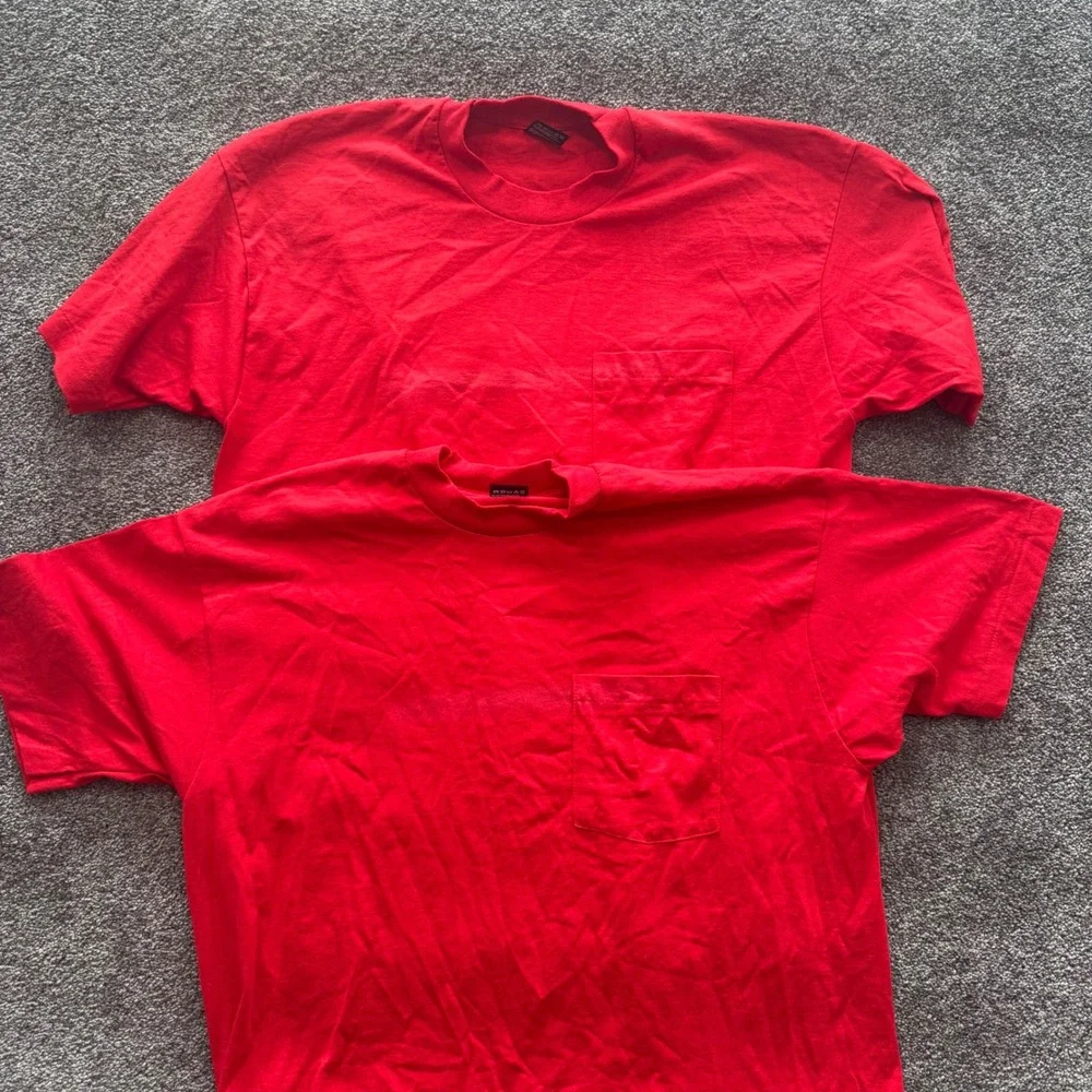 VTG lot Fruit of the Loom Best Pocket T-Shirt Red XL Made in USA Single Stitch